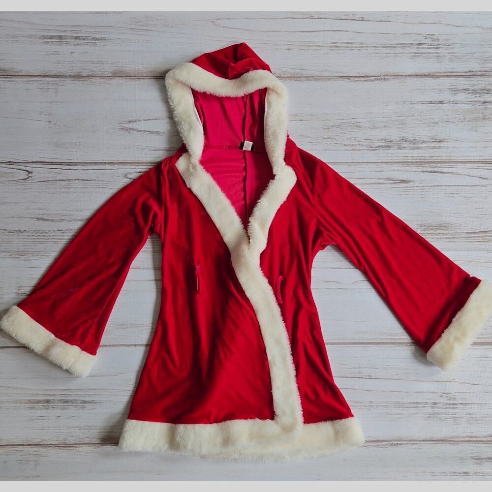 Frederick's of Hollywood Velvet Santa Baby Faux Fur Trimmed Robe sz S/M